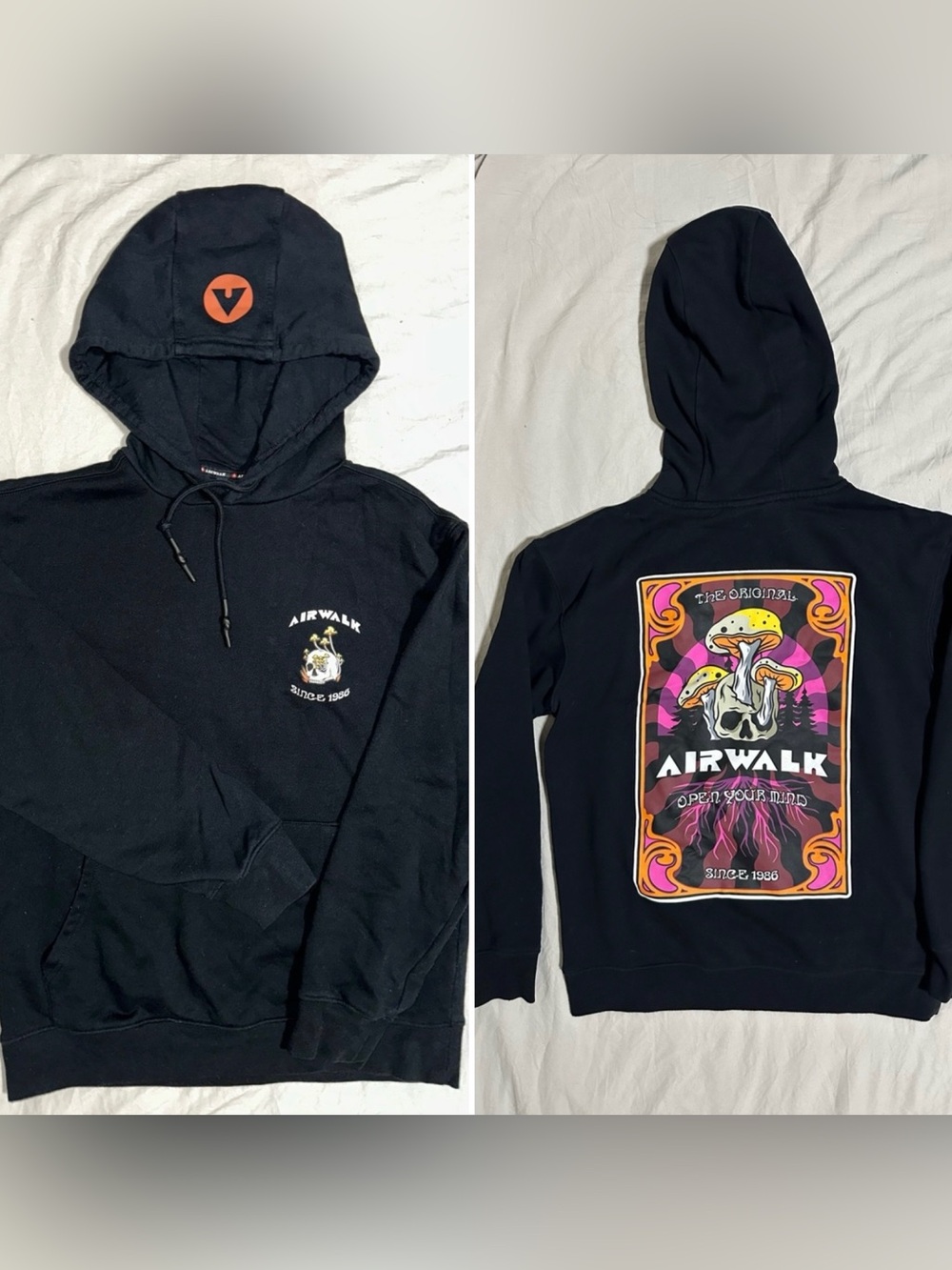 Airwalk Mushroom and Skull Black Hoodie